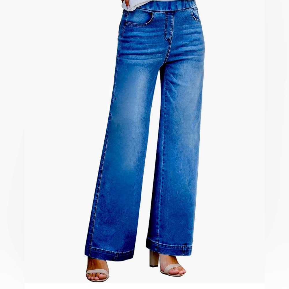 Cello Women’s Size 28 Medium High Waisted Pull On Wide Leg Denim Loose Jeans